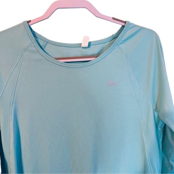 Under Armour HeatGear Lightweight Compression Blue Long Sleeve Top Sz M - Picture 4 of 6